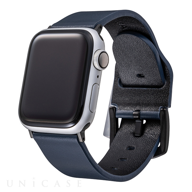 【Apple Watch バンド 41/40/38mm】Italian Genuine Leather Watchband (Navy) for Apple Watch SE(第2/1世代)/Series9/8/7/6/5/4/3/2/1