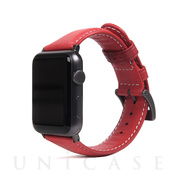【Apple Watch バンド 41/40/38mm】Italian Minerva Box Leather (レッド) for Apple Watch SE(第2/1世代)/Series9/8/7/6/5/4/3/2/1