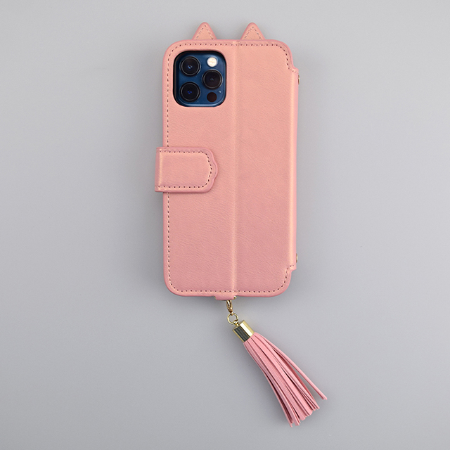 【iPhone12/12 Pro ケース】Tassel Tail Cat Flip Case for iPhone12/12 Pro (pink)サブ画像