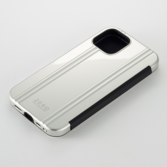 【iPhone12 mini ケース】ZERO HALLIBURTON Hybrid Shockproof Flip Case for iPhone12 mini (Silver)サブ画像