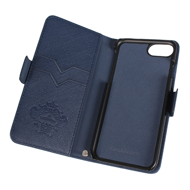【iPhoneSE(第3/2世代)/8/7 ケース】“サフィアーノ調” PU Leather Book Type Case (ブルー)サブ画像