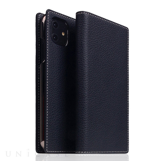 【iPhone12/12 Pro ケース】Full Grain Leather Case (Black Blue)