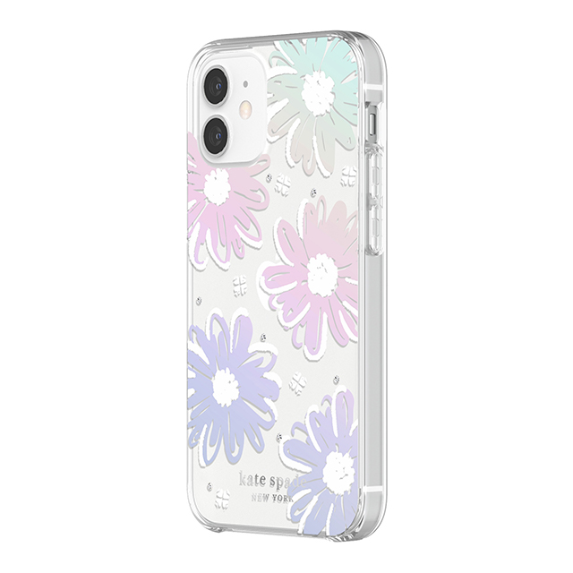 【iPhone12 mini ケース】Protective Hardshell Case (Daisy Iridescent Foil/White/Clear/Gems)サブ画像