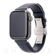 【Apple Watch バンド 49/45/44/42mm】German Shrunken-calf Watchband (Navy) for Apple Watch Ultra2/SE(第2/1世代)/Series9/8/7/6/5/4/3/2/1
