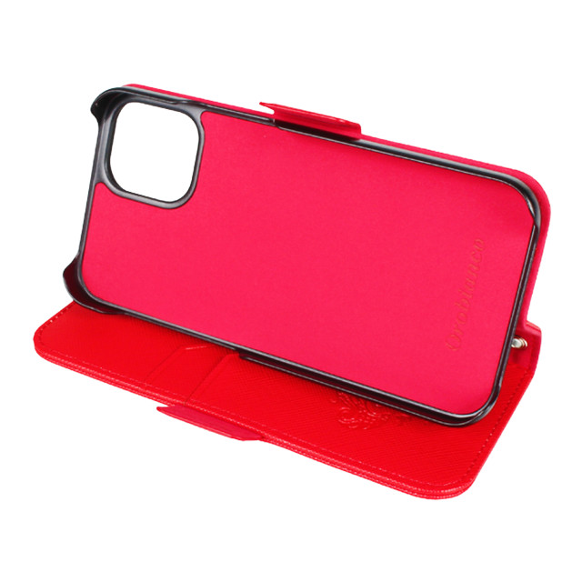 【iPhone12 mini ケース】“サフィアーノ調” PU Leather Book Type Case (レッド)サブ画像