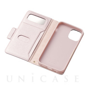 【iPhone12 mini ケース】レザーケース Enchante’e 磁石付き 手帳型 (ライトピンク)