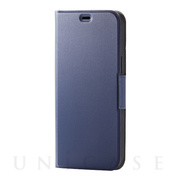 【iPhone12 Pro Max ケース】レザーケース UltraSlim 磁石付き 手帳型 (ネイビー)