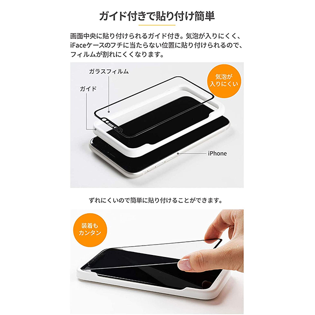 【iPhoneSE(第3/2世代)/8/7/6s/6 フィルム】iFace Round Edge Tempered Glass Screen Protector ラウンドエッジ強化ガラス 液晶保護シート (光沢・ブラック)サブ画像