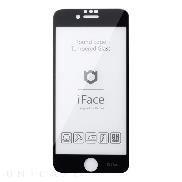 【iPhoneSE(第3/2世代)/8/7/6s/6 フィルム】iFace Round Edge Tempered Glass Screen Protector ラウンドエッジ強化ガラス 液晶保護シート (光沢・ブラック)