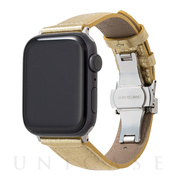【Apple Watch バンド 49/45/44/42mm】PikaPika Leather Watchband (Gold) for Apple Watch Ultra2/SE(第2/1世代)/Series9/8/7/6/5/4/3/2/1