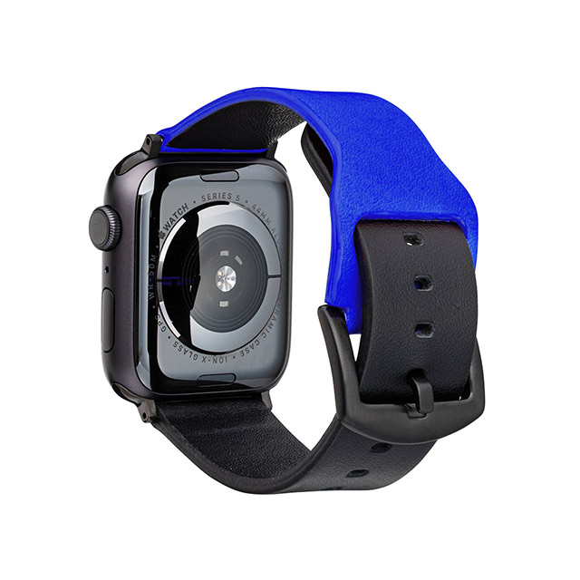 【Apple Watch バンド 41/40/38mm】“NEON” Italian Genuine Leather Watchband (Neon Blue/Black) for Apple Watch SE(第2/1世代)/Series9/8/7/6/5/4/3/2/1サブ画像