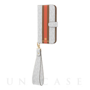 【iPhone12 mini ケース】Folio Case Stripe with Hand Strap - MagSafe (Bright White)