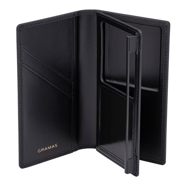 【マルチ スマホケース】”UNIVERSAL CASE” German Shrunken-calf Genuine Leather Book Case (Small size) Blackサブ画像