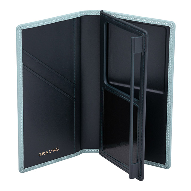 【マルチ スマホケース】”UNIVERSAL CASE” German Shrunken-calf Genuine Leather Book Case (Small size) Baby Blueサブ画像