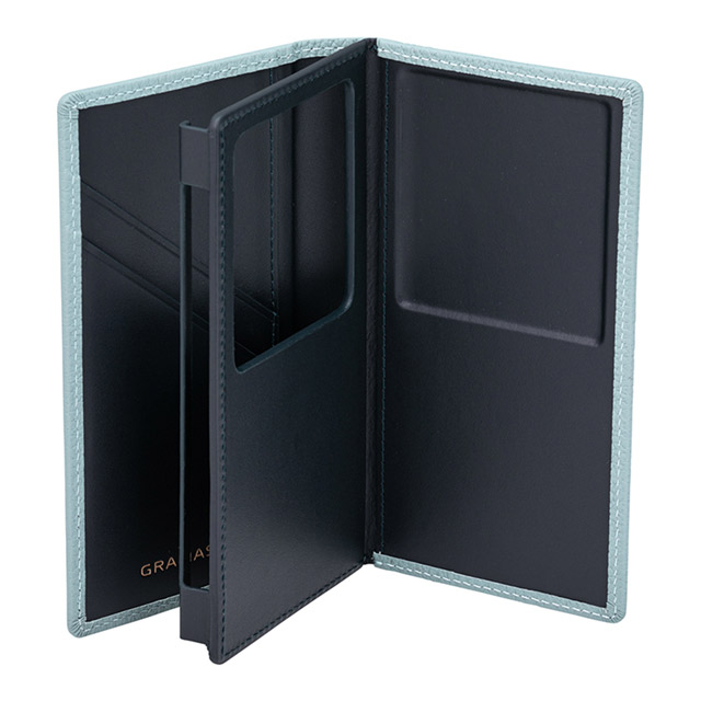 【マルチ スマホケース】”UNIVERSAL CASE” German Shrunken-calf Genuine Leather Book Case (Small size) Baby Blueサブ画像