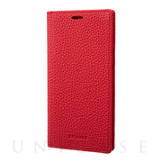 【iPhone13 mini/12 mini ケース】German Shrunken-calf Genuine Leather Book Case (Red)