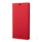 【iPhone13 Pro ケース】German Shrunken-calf Genuine Leather Book Case (Red)