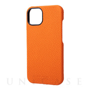 【iPhone13 ケース】German Shrunken-calf Leather Shell Case (Orange)