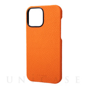 【iPhone13 Pro Max ケース】German Shrunken-calf Leather Shell Case (Orange)