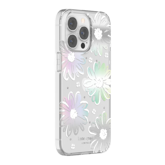 【iPhone13 Pro ケース】Protective Hardshell Case (Daisy Iridescent Foil/White/Clear/Gems)サブ画像