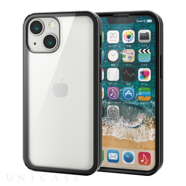 【iPhone13 mini ケース】ハードケース 360度保護 背面ガラス (ブラック)