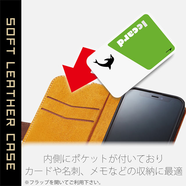 【iPhone13 mini ケース】レザーケース/手帳型/耐衝撃 磁石付き/ステッチ (ネイビー)サブ画像
