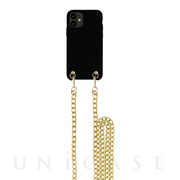 【iPhone12 Pro Max ケース】Necklace Case Soft Touch Black with Gold Chain