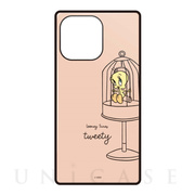 【iPhone13 Pro ケース】ルーニー・テューンズ スクエアガラスケース (ピンク)
