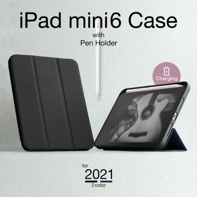 【iPad mini(8.3inch)(第6世代) ケース】Apple Pencilを収納しながら充電できるホルダー付きケース OWL-CVID8301シリーズ (ネイビー)サブ画像