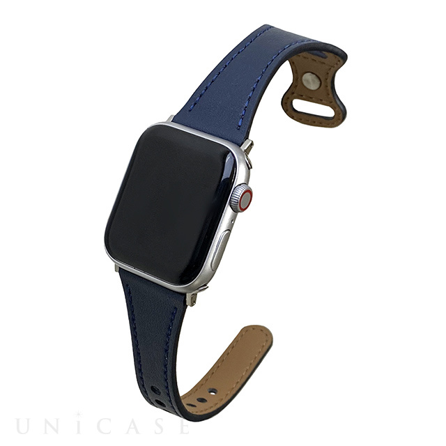 【Apple Watch バンド 49/45/44/42mm】ピンバックルスリムウェーブ (ネイビー) for Apple Watch Ultra2/1/SE(第2/1世代)/Series9/8/7/6/5/4/3/2/1