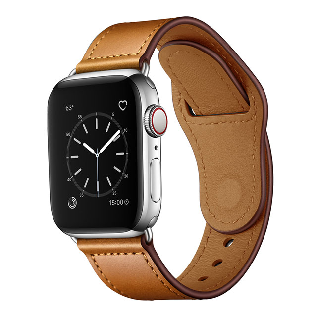【Apple Watch バンド 49/45/44/42mm】ピンバックル レザー (キャメルブラウン) for Apple Watch Ultra2/1/SE(第2/1世代)/Series9/8/7/6/5/4/3/2/1サブ画像
