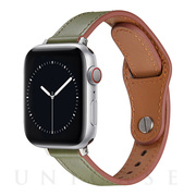 【Apple Watch バンド 41/40/38mm】ピンバックル レザー 本革細身 (グリーン) for Apple Watch SE(第2/1世代)/Series9/8/7/6/5/4/3/2/1