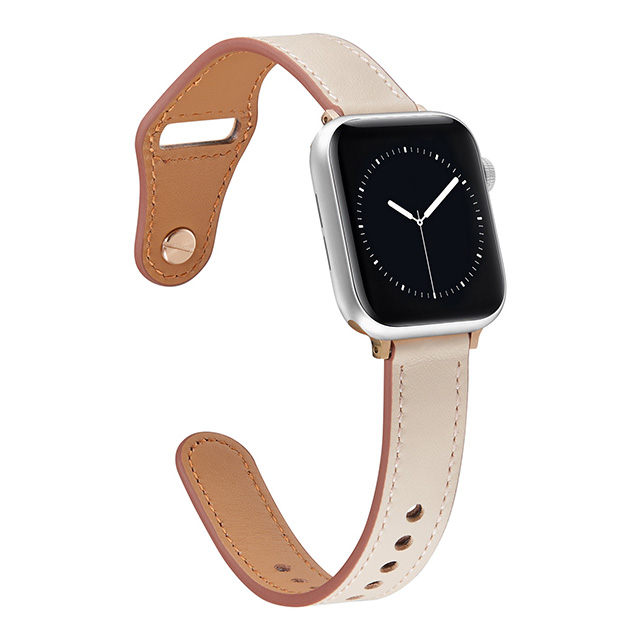 【Apple Watch バンド 41/40/38mm】ピンバックル レザー 本革細身 (ペールピンク) for Apple Watch SE(第2/1世代)/Series9/8/7/6/5/4/3/2/1サブ画像