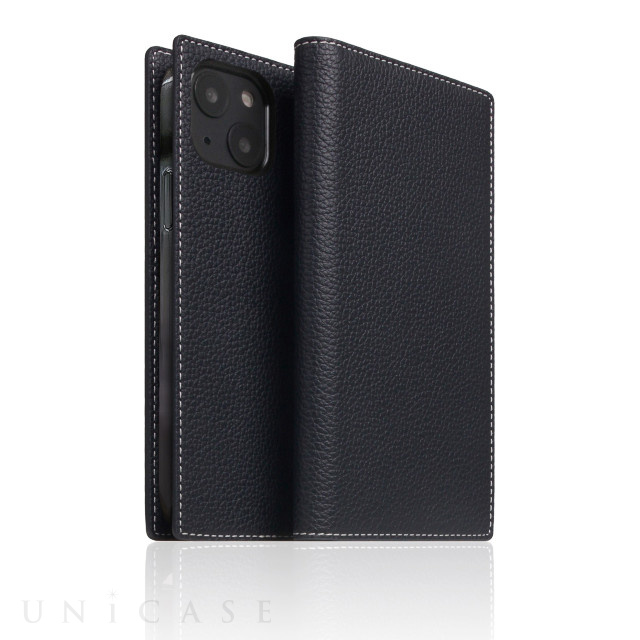 【iPhone13 mini ケース】Full Grain Leather Case (ブラックブルー)
