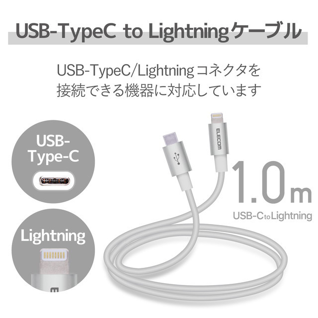 USB-C to Lightningケーブル (耐久仕様) (1.0m シルバー)サブ画像