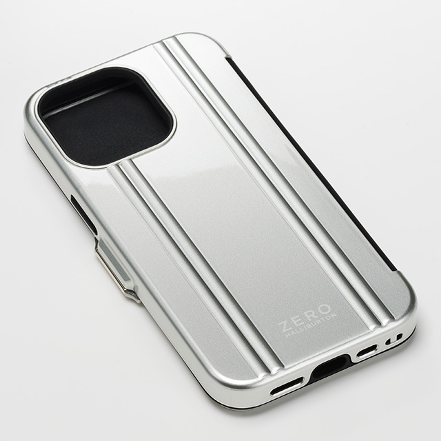 【アウトレット】【iPhone13 mini ケース】ZERO HALLIBURTON Hybrid Shockproof Flip Case for iPhone13 mini (Silver)サブ画像