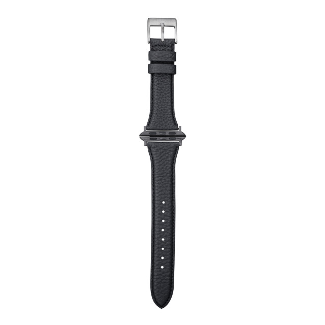 【Apple Watch バンド 49/45/44/42mm】German Shrunken-calf Genuine Leather Watchband Pin Buckle Type (ブラック)サブ画像
