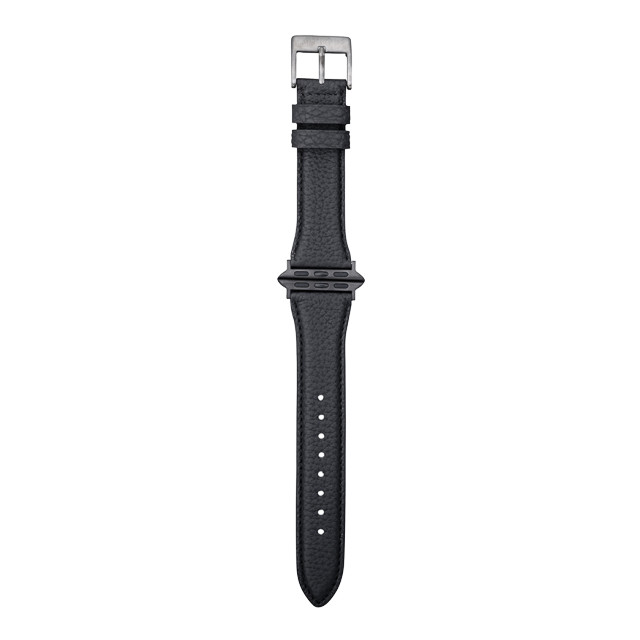 【Apple Watch バンド 41/40/38mm】German Shrunken-calf Genuine Leather Watchband Pin Buckle Type (ブラック)サブ画像