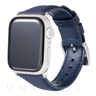 【Apple Watch バンド 41/40/38mm】German Shrunken-calf Genuine Leather Watchband Pin Buckle Type (ネイビー) for Apple Watch SE/Series7/6/5/4/3/2/1