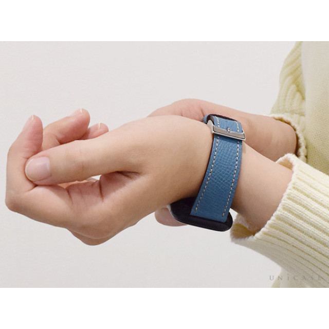 【Apple Watch バンド 41/40/38mm】カーフレザーストラップ BREST (Pastel Blue/Black) for Apple Watch SE(第2/1世代)/Series9/8/7/6/5/4/3/2/1サブ画像