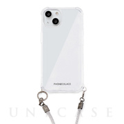 【iPhone14 ケース】ロープショルダーストラップ付きクリアケース (グレー)