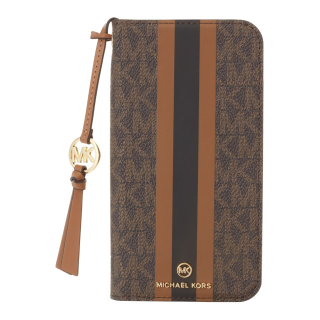 【iPhone14 ケース】Folio Case Stripe with Tassel Charm for MagSafe (Brown)サブ画像