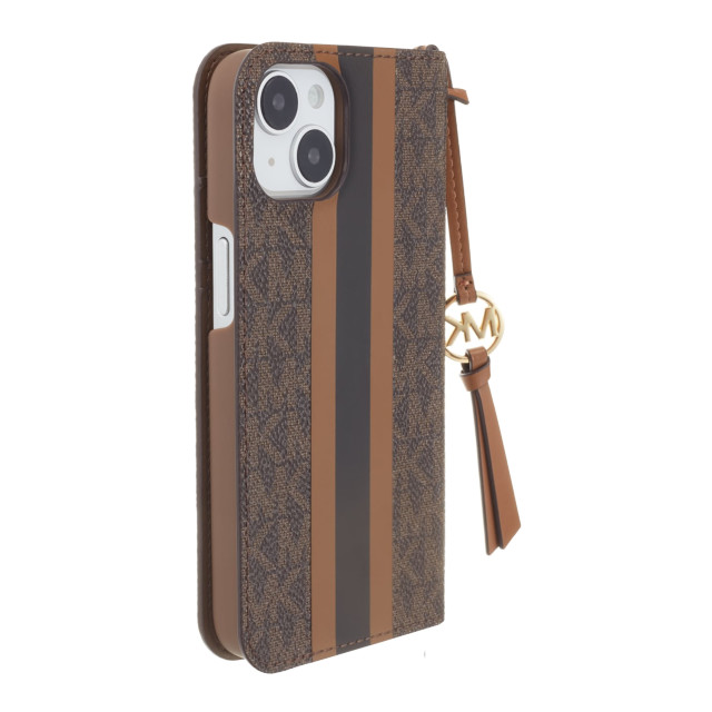 【iPhone14 ケース】Folio Case Stripe with Tassel Charm for MagSafe (Brown)サブ画像