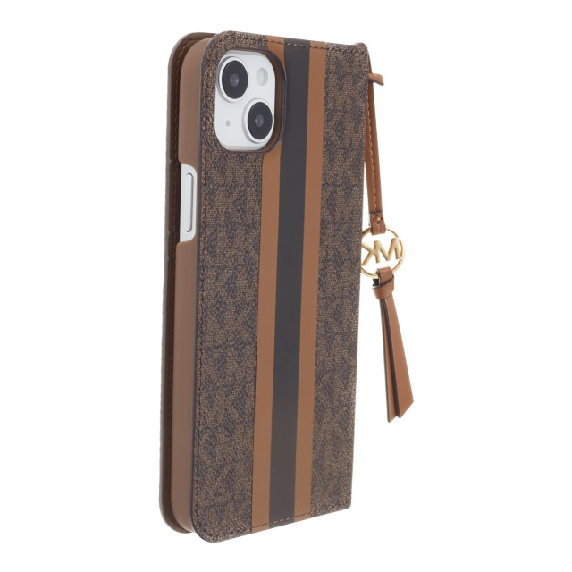 【iPhone14 Plus ケース】Folio Case Stripe with Tassel Charm for MagSafe (Brown)サブ画像