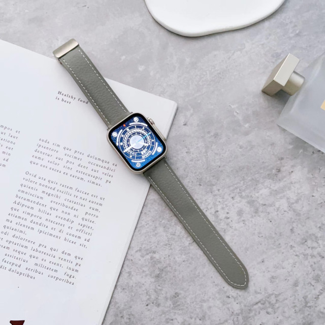 【Apple Watch バンド 49/45/44/42mm】本革マグネバックル (グレー) for Apple Watch Ultra2/1/SE(第2/1世代)/Series9/8/7/6/5/4/3/2/1サブ画像
