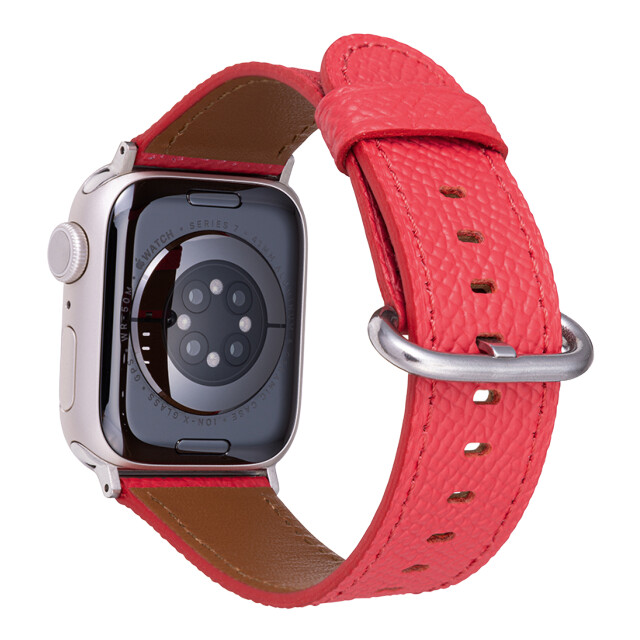 【Apple Watch バンド 41/40/38mm】”Mijas” クロスグレインレザーバンド (カーマイン) for Apple Watch SE(第2/1世代)/Series9/8/7/6/5/4/3/2/1サブ画像