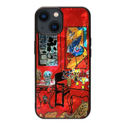 【iPhone15 ケース】天然貝ケース (赤の大きな室内)