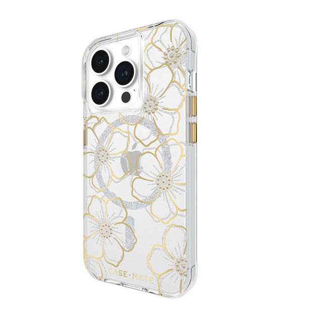 【iPhone15 Pro ケース】MagSafe対応 抗菌 リサイクル材料 Floral Gems (Gold)サブ画像