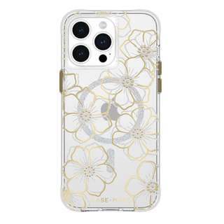 【iPhone15 Pro Max ケース】MagSafe対応 抗菌 リサイクル材料 Floral Gems (Gold)