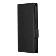 【iPhone15/14 ケース】薄型・軽量PUレザー手帳ケース 「BOOK SLIM＆W POCKET」 (ブラック)